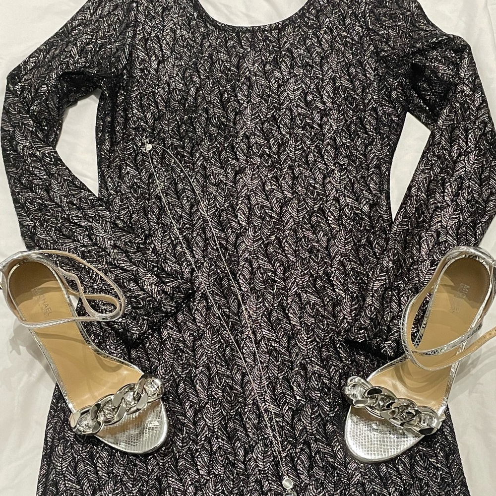 Black and Silver Body-Con Dress